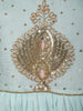Pastel Blue Peacock Motif Sequins Embroidered Design Pure Cotton Anarkali Salwar Suit with Matching Dupatta