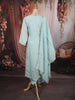 Pastel Blue Peacock Motif Sequins Embroidered Design Pure Cotton Anarkali Salwar Suit with Matching Dupatta
