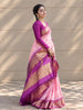 Pastel Blush Pink Butta Zari Woven Design Pure Kanchipuram Silk Saree with Contrast Korvai Zari Border