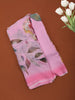 Pastel Blush Pink Floral Printed Chiffon Saree with Ombre Border