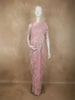 Pastel Blush Pink Floral Sequins and Beads Embroidered Design Net Designer Saree with Designer Border