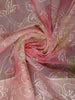 Pastel Blush Pink Floral Thread and Sequins Embroidered Design Chiffon Party Wear Saree with Lace Border