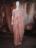 Pastel Blush Pink Floral Thread and Sequins Embroidered Design Chiffon Party Wear Saree with Lace Border
