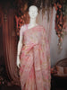 Pastel Blush Pink Floral Thread and Sequins Embroidered Design Chiffon Party Wear Saree with Lace Border
