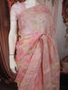 Pastel Blush Pink Floral Thread and Sequins Embroidered Design Chiffon Party Wear Saree with Lace Border