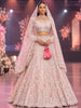 Pastel Blush Pink Floral Vine Sequins and Beads Embroidered Net Bridal Lehenga with Matching Designer Dupatta