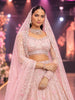 Pastel Blush Pink Floral Vine Sequins and Beads Embroidered Net Bridal Lehenga with Matching Designer Dupatta