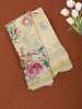 Pastel Butter Yellow Floral Printed Chiffon Saree with Ombre Border