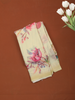 Pastel Butter Yellow Floral Printed Chiffon Saree with Ombre Border