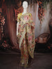 Pastel Butter Yellow Floral Printed Design Pure Organza Saree with Zari Border