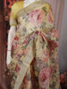 Pastel Butter Yellow Floral Printed Design Pure Organza Saree with Zari Border