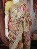 Pastel Butter Yellow Floral Printed Design Pure Organza Saree with Zari Border