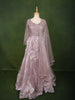 Pastel Dusty Lavender Floral Vine Sequins and Thread Embroidered Design Organza Gown with Matching Dupatta
