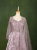 Pastel Dusty Lavender Floral Vine Sequins and Thread Embroidered Design Organza Gown with Matching Dupatta
