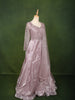 Pastel Dusty Lavender Floral Vine Sequins and Thread Embroidered Design Organza Gown with Matching Dupatta