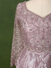 Pastel Dusty Lavender Floral Vine Sequins and Thread Embroidered Design Organza Gown with Matching Dupatta