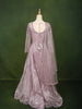Pastel Dusty Lavender Floral Vine Sequins and Thread Embroidered Design Organza Gown with Matching Dupatta