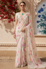 Pastel Floral Sequins Embellished Design Georgette Saree with Embroidered Border