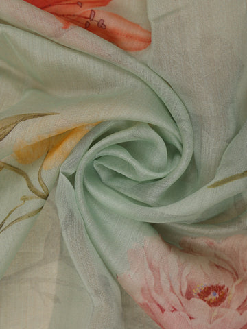 Pastel Green Digital Floral Printed Tussar Silk Saree - Diadem