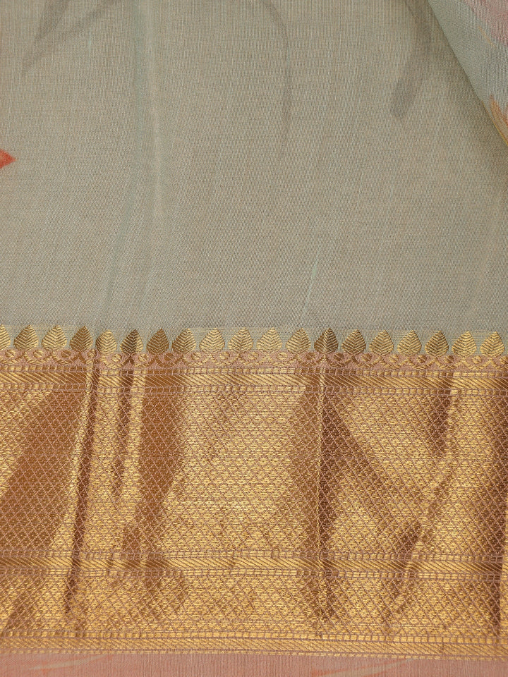Pastel Green Digital Floral Printed Tussar Silk Saree - Diadem
