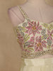 Pastel Green  Floral Design Crepe Silk Skirt Top