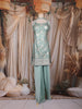 Pastel Green Floral Design Silk Palazzo Suit with Dupatta