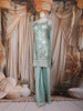 Pastel Green Floral Design Silk Palazzo Suit with Dupatta