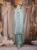 Pastel Green Floral Design Silk Palazzo Suit with Dupatta