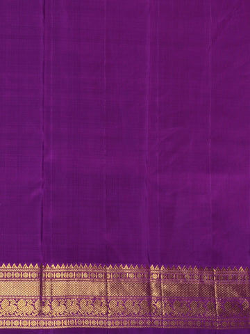 Pastel Green Floral Design With Purple Zari Woven Soft Silk Saree - Diadem