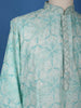 Pastel Green Floral Embroidered Cotton Kurta for Men - Diadem