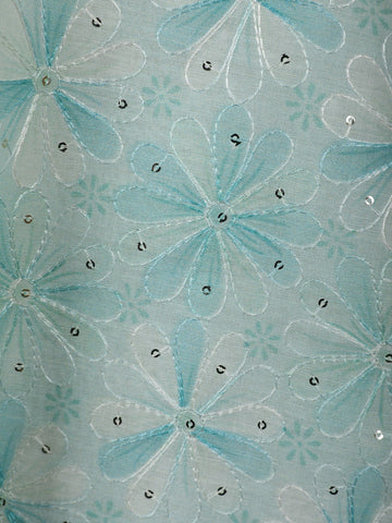 Pastel Green Floral Embroidered Cotton Kurta for Men - Diadem