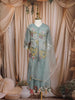 Light Blue Floral Embroidered Tissue Silk Kids Palazzo Suit