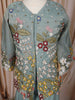 Light Blue Floral Embroidered Tissue Silk Kids Palazzo Suit