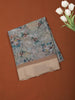 Pastel Green Floral Printed Design Chiffon Casual Saree with Striped Border