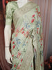 Pastel Green Floral Printed Design Pure Organza Party Wear Saree with Thread Work Border
