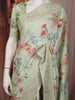 Pastel Green Floral Printed Design Pure Organza Party Wear Saree with Thread Work Border