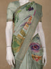 Pastel Green Floral Printed Tussar Silk Saree - Diadem