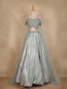 Pastel Green Floral Sequins Embroidered Metallic Crepe Lehenga