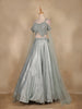 Pastel Green Floral Sequins Embroidered Metallic Crepe Lehenga