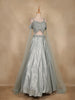Pastel Green Floral Sequins Embroidered Metallic Crepe Lehenga