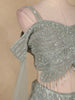 Pastel Green Floral Sequins Embroidered Metallic Crepe Lehenga