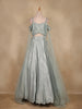 Pastel Green Floral Sequins Embroidered Metallic Crepe Lehenga