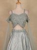 Pastel Green Floral Sequins Embroidered Metallic Crepe Lehenga