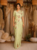 Pastel Green Floral Thread Embroidered Design Kota Cotton Saree