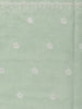 Pastel Green Floral Vine Thread Embroidered Design Pure Organza Party Wear Saree with Scalloped Border