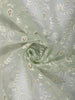 Pastel Green Floral Vine Thread Embroidered Design Pure Organza Party Wear Saree with Scalloped Border