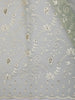 Pastel Green Floral Vine Thread Embroidered Design Pure Organza Party Wear Saree with Scalloped Border