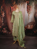 Pastel Green Floral Zari Embroidery and Stone Embellished Design Satin Anarkali Salwar Suit with Matching Dupatta