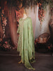 Pastel Green Floral Zari Embroidery and Stone Embellished Design Satin Anarkali Salwar Suit with Matching Dupatta