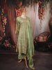Pastel Green Floral Zari Embroidery and Stone Embellished Design Satin Anarkali Salwar Suit with Matching Dupatta